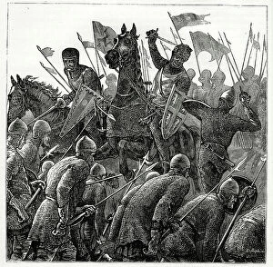 Images Dated 17th August 2021: The Bishop of Durhams charge on the English side at the Battle of Falkirk, 22 July 1298