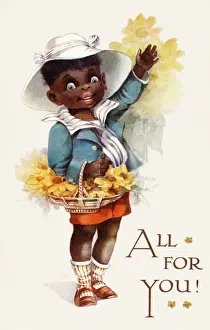 Black boy with flowers