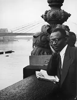 Business Man Prints: Black Businessman on Thames Embankment