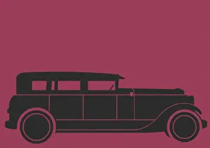 History Repeats Itself Prints: Black Car on Maroon Background