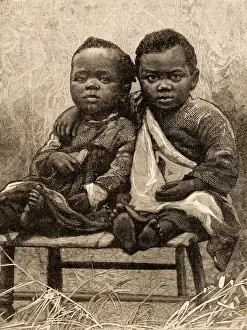 Two Black Children in a Cotton Field