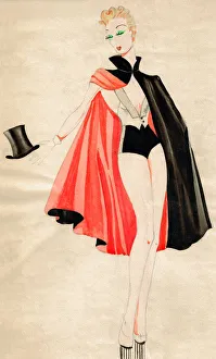 Images Dated 1st March 2017: Black Cloak Girl - Murrays Cabaret Club costume design