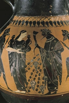 Black-figure vase. Detail with Dyonisus and Leto Black-figure vase. Detail with Dyonisus and Leto