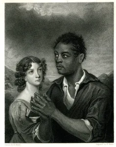 Praying Prints: Black man praying, watched by white woman