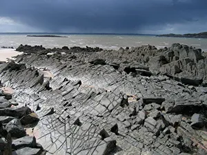 Images Dated 8th August 2019: Black rocks - beach at Knockbrex, Wigtown Bay, Solway Firth