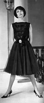 Rosette Prints: Black silk organza dress