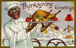 Eating Collection: Black Waiter with Thanksgiving Turkey
