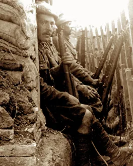 Black Watch and Indian soldiers in a trench near Calais, WW1