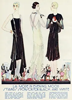 Black and White Evening Dresses 1929 Print. Art Prints, Posters & Puzzles  from Mary Evans