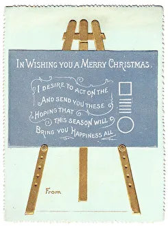 Blackboard Prints: Blackboard with comic verse on a Christmas card