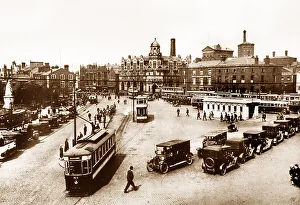 Cabs Prints: Blackburn Station Square probably 1920s