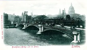 Blackfriars Prints: Blackfriars Bridge and St Pauls Cathedral, London