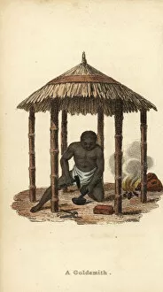 Blacksmith Collection: Blacksmith or goldsmith at work, Senegambia, 18th century