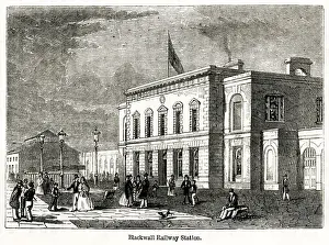 Docklands Prints: Blackwall Railway Station, London 1845