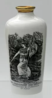 Images Dated 19th September 2010: Blairs China vase with a Raven Hill cartoon