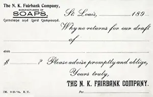 Blank Prints: Blank Returns Postcard - N. K. Fairbank Company Soap