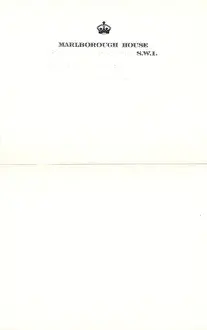 Blank Prints: Blank sheet of Marlborough House SW1 notepaper