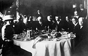 Aviator Collection: Bleriot and Shackleton and others at a dinner