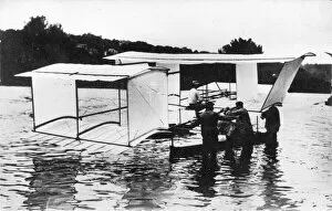Seine Collection: Bleriot-Voisin float glider shortly after launch on the Sein
