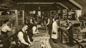 Mats Prints: Blind ex-soldiers at St Dunstans Hospital Making Mats