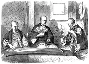 Koto Prints: Blind Japanese musicans, 1864