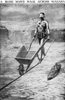 Images Dated 22nd March 2012: A blind man walks across Niagara