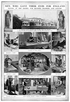 Blind soldiers at St. Dunstans, WW1