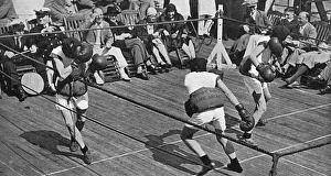 Blindfold Collection: Blindfold boxing match on board the Berengaria