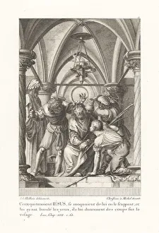 Mocked Prints: Blindfolded Jesus Christ is mocked and beaten by his guards
