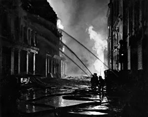 Bombed Gallery: Blitz in the City of London - AFS firefighters, WW2