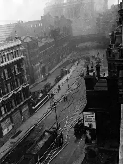 Guinness Prints: Blitz in the City of London - Queen Victoria Street, WW2