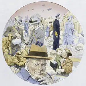 Barrage Prints: The Blitz on London with Churchill and Royal Family