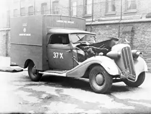 Debris Prints: Blitz in London -- damaged LFB vehicle, Shoreditch, WW2