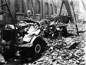 Blitz in London -- damaged vehicle, WW2