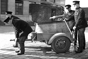Blitz in London -- deluge branch on trailer, WW2