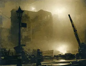 Worst Prints: Blitz in London -- fire and smoke on worst night, WW2