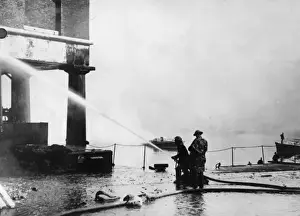 Hosepipe Prints: Blitz in London -- firefighters in action, WW2