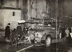 Images Dated 9th January 2018: Blitz in London -- firefighters outside a church, WW2