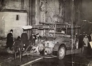 Blitz in London -- firefighters outside a church, WW2