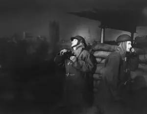 Blitz in London -- firewatchers at observation post, WW2