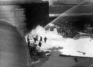 Raid Prints: Blitz in London -- oil tank fire, Thames Haven, WW2