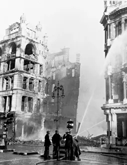 Hosepipe Prints: Blitz in London -- Oxford Street after an air raid, WW2