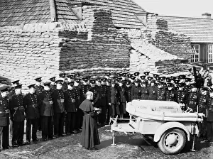 Sandbags Prints: Blitz in London -- religious service with AFS, WW2