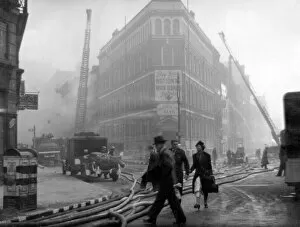 Bombing Collection: Blitz in London -- St Bride Street, Farringdon Street, WW2