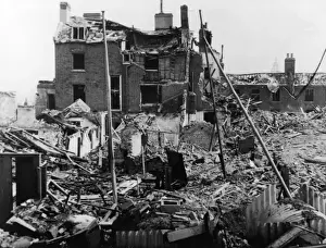 Damaged Prints: Blitz in London -- typical bomb site, WW2