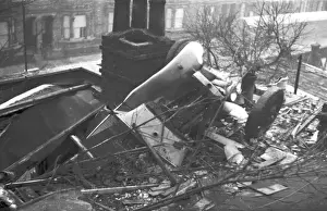 Wreckage Prints: Blitz in London -- vehicle on roof, Peckham Hill Street, WW2