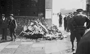 Blitz in London -- wreckage of Hurricane fighter plane, WW2