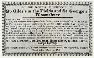 Holborn Prints: Bloombury Dustman's Broadsheet, asking for Christmas Box tip
