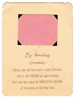 Blotter with comic verse on a Christmas card