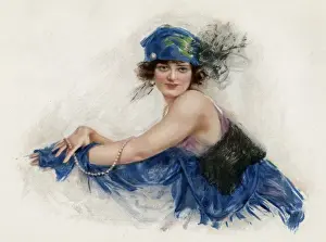 Blue headscarf with plumes 1924